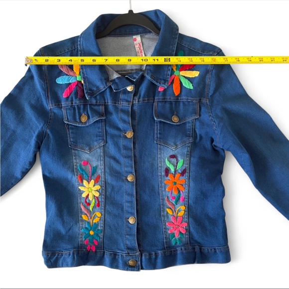 Mexicana Colorfully Embroidered Jean Jacket - Picture 4 of 6
